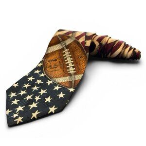 Tango By Max Raab Necktie Americana Series All American Football Flag Tie Silk